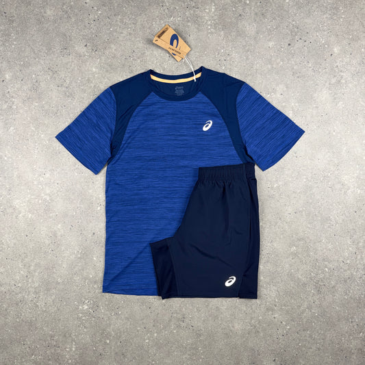 ASICS ROAD T-SHIRT SHORTS SET COBALT BLUE