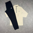 ASICS THERMA 1/4 ZIP PANTS SET CREAM/BLACK