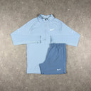 NIKE STRIDE 1/4 ZIP SHORTS SET ARMOURY BLUE