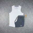 NIKE MILER VEST SHORTS SET WHITE/GREY