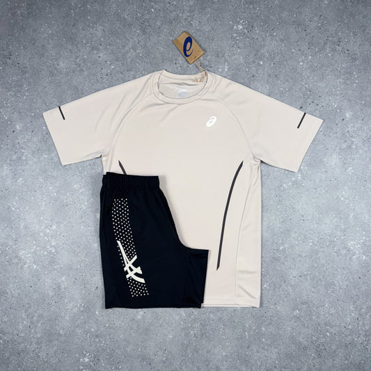 ASICS CURVE T-SHIRT SHORTS SET BIRCH/BLACK