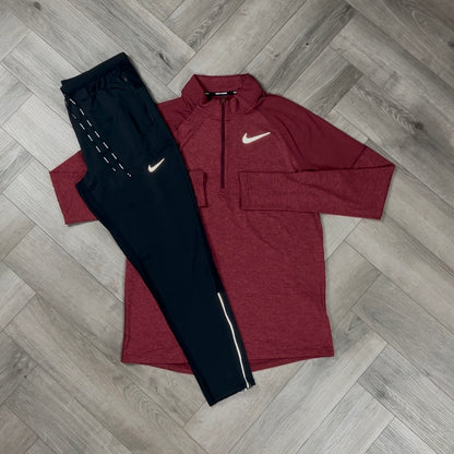 NIKE ELEMENT 1/4 ZIP RED & NIKE PHENOM ELITE BOTTOMS SET