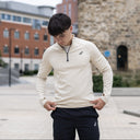 ASICS THERMA 1/4 ZIP PANTS SET CREAM/BLACK