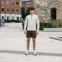 ASICS THERMA 1/4 ZIP SHORTS SET CREAM/BROWN STONE