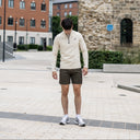 ASICS THERMA 1/4 ZIP SHORTS SET CREAM/BROWN STONE