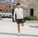 ASICS THERMA 1/4 ZIP SHORTS SET CREAM/BROWN STONE