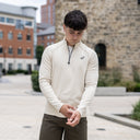 ASICS THERMA 1/4 ZIP SHORTS SET CREAM/BROWN STONE