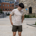 ASICS CURVE T-SHIRT SHORTS SET BIRCH/BROWN STONE