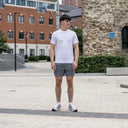 NIKE STRIDE T-SHIRT SHORTS SET WHITE/GREY