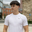 NIKE STRIDE T-SHIRT SHORTS SET WHITE/GREY