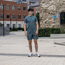 NIKE STRIDE T-SHIRT SHORTS SET MINERAL SLATE