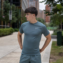 NIKE STRIDE T-SHIRT SHORTS SET MINERAL SLATE